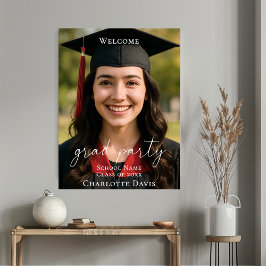 Poster Simple modern photo Graduation Party welcome