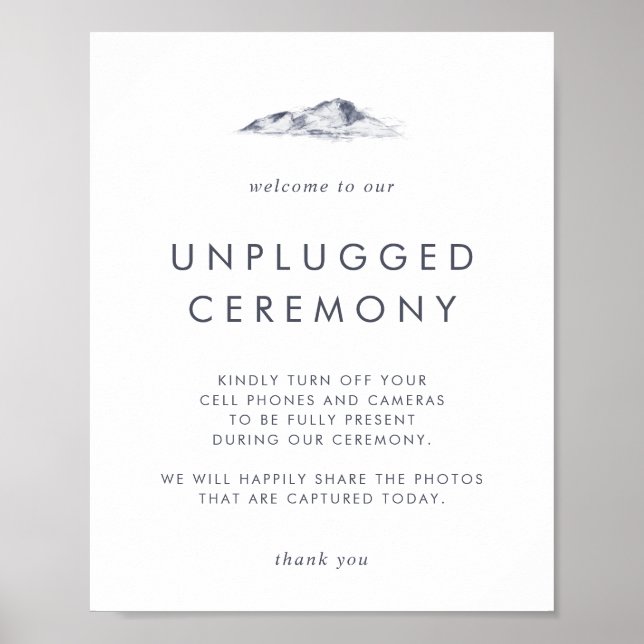 Poster Simple Mountain Unplugged Ceremony Sign (Frente)