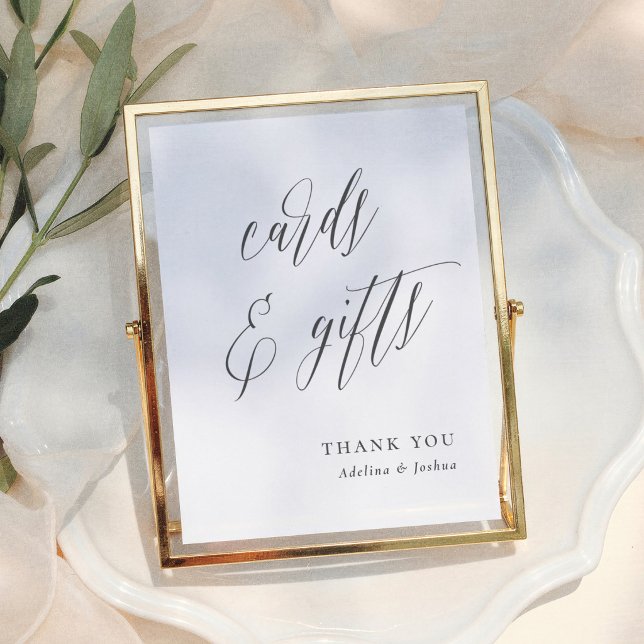 Poster Simple Script  Wedding Tabletop Cards & Gifts Sign (Criador carregado)