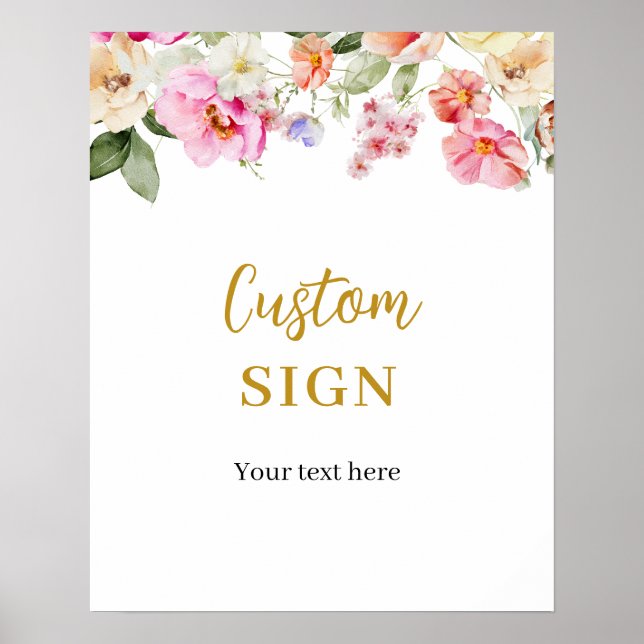 Poster Simple Spring Floral Custom Party SIgn (Frente)