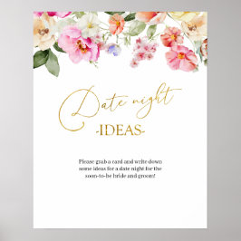Poster Simple Spring Floral Date Night Idea Game Sign