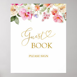 Poster Simple Spring Floral Guest Book Party Sign