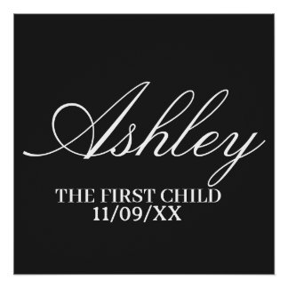 PÔSTER SIMPLE STYLISH MODERN ELEGANT FAMILY BABY NAME 