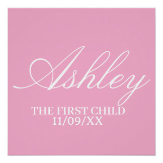 PÔSTER SIMPLE STYLISH MODERN ELEGANT FAMILY BABY NAME 