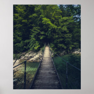 Poster Simple suspension bridge over river Idrijca, Slove