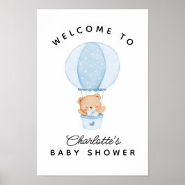 Poster Simple Teddy Bear Blue Balloon