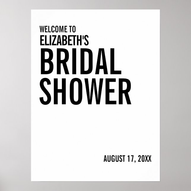 Poster Simple Typography Bridal Shower Welcome (Frente)