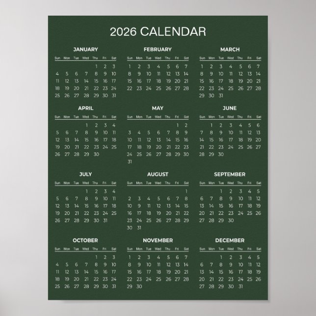 Poster Simple Yet Elegant 2026 Calendar |  (Frente)