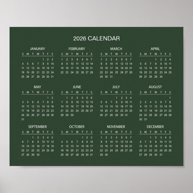 Poster Simple Yet Elegant 2026 Calendar |  (Frente)