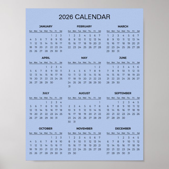Poster Simple Yet Elegant 2026 Calendar |  (Frente)