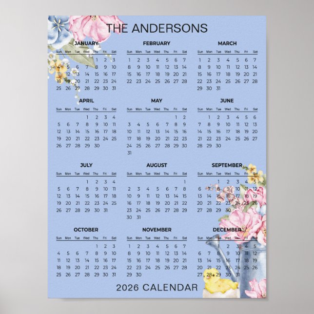 Poster Simple Yet Elegant Floral 2026 Calendar  |  (Frente)