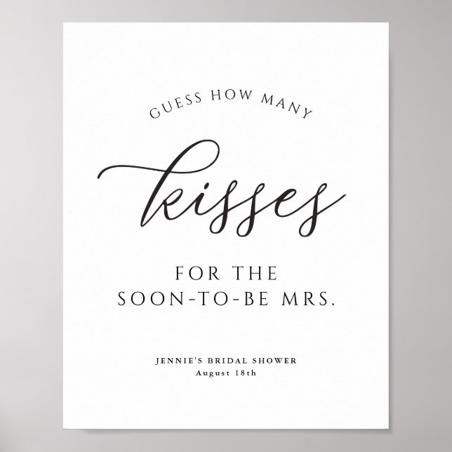 Poster Simples Adivinhem Quantos Jogo De Chá De Beijos (Frente)