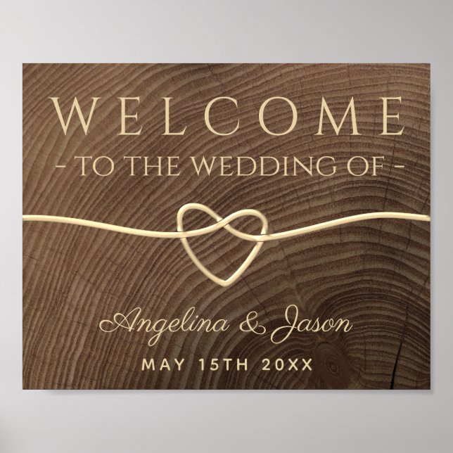 Poster Simples Bem-vindos ao Casamento de Madeira (Frente)