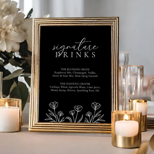 Poster Simples Black Modern Signature Drinks (Criador carregado)