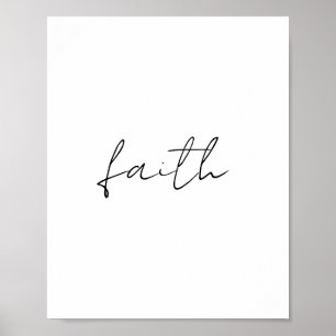 Poster Simples Black White Mão Escrita Faith Art