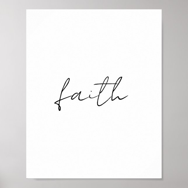 Poster Simples Black White Mão Escrita Faith Art (Frente)