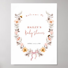 Poster Simples Boho Wildflower Wreath Chá de fraldas de b
