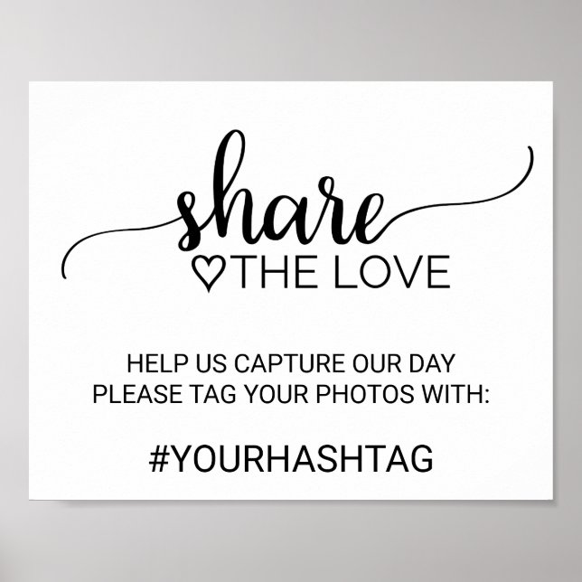 Poster Simples Caligrafia Negra Compartilha Sinal De Amor (Frente)