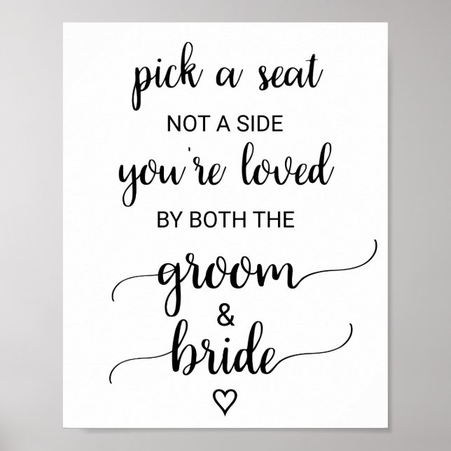 Poster Simples Caligrafia Preta Escolha Um Sinal De Lugar (Frente)