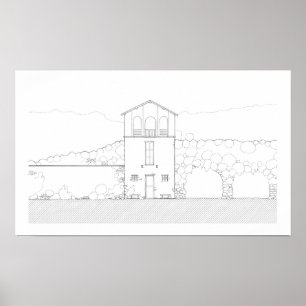 Poster Simples Casa russa Desenho preto e branco moderno