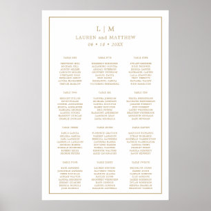 Poster Simples Casamento Dourado Monograma Elegante