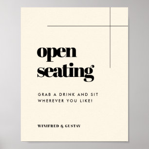 Poster Simples casamento elegante e chic Seating Aberto