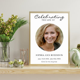 Poster Simples Celebração da Vida Foto Funeral Memorial 