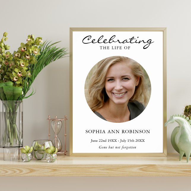 Poster Simples Celebração da Vida Foto Funeral Memorial  (Criador carregado)
