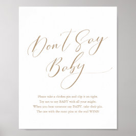 Poster Simples Chá de fraldas de Caligrafia Não Diga Post