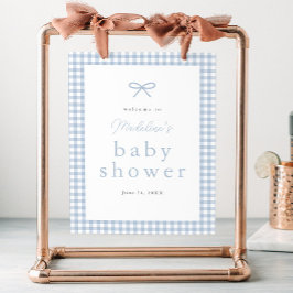 Poster Simples Dusty Blue Gingham Boys Chá de fraldas Bem