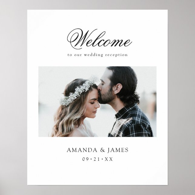 Poster Simples e Chic Recepção de Casamento Personalizada (Frente)