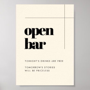 Poster Simples e elegante sinal de Bar Aberto