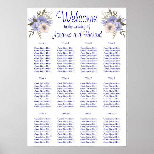 Poster Simples e essencial,Cartas de assento azuis (Frente)