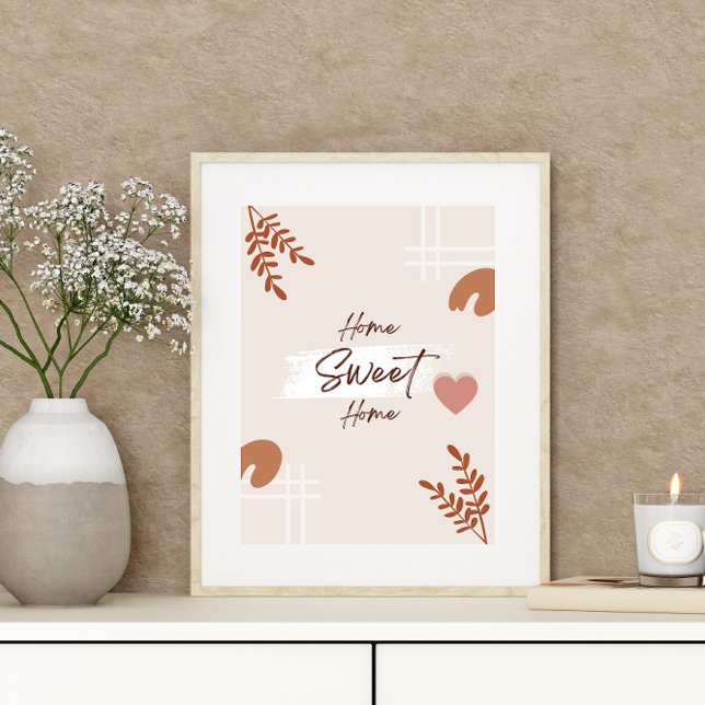 Poster Simples e Mínima Boho Art Leaf Heart Home Sweet (Criador carregado)