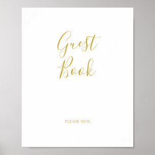 Poster Simples Elegante Dourado Sinal de Livro de Convida