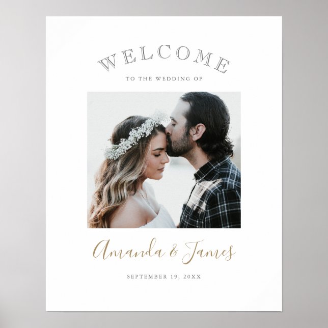 Poster Simples Elegante Moderno Foto Bem-Vindo Casamento (Frente)