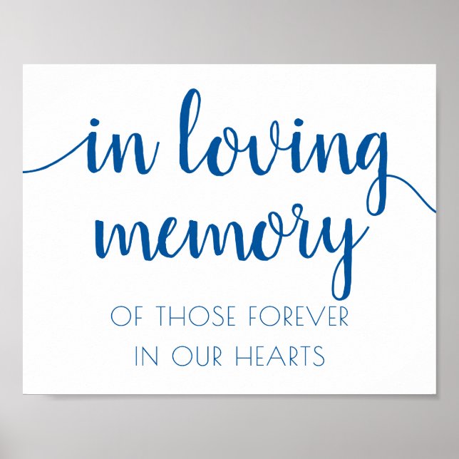 Poster Simples Em Memória De Amor | Memorial Azul Francês (Frente)