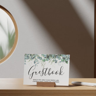Poster Simples Eucalyptus Greenery Sinal de Guestbook