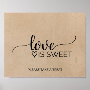 Poster Simples Faux Kraft Calliografia Amor é Sinal Doce