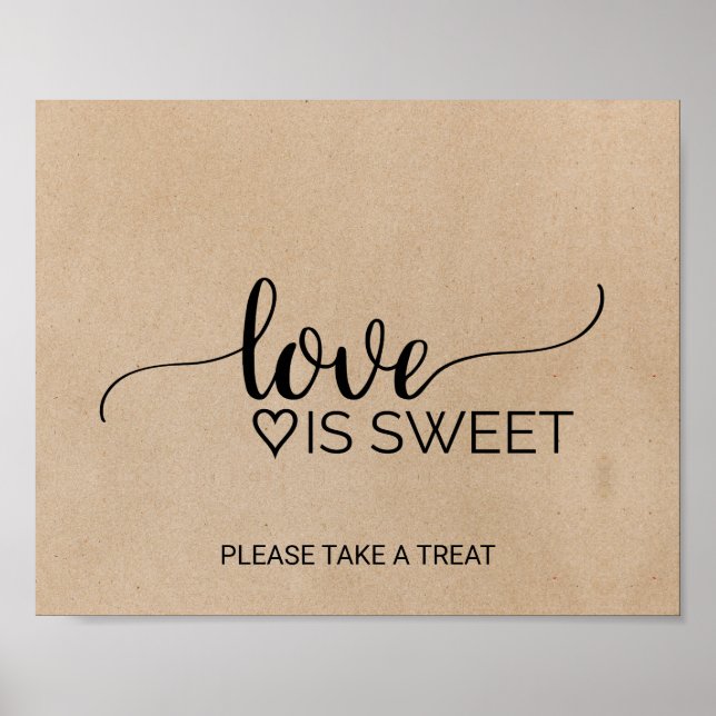 Poster Simples Faux Kraft Calliografia Amor é Sinal Doce (Frente)