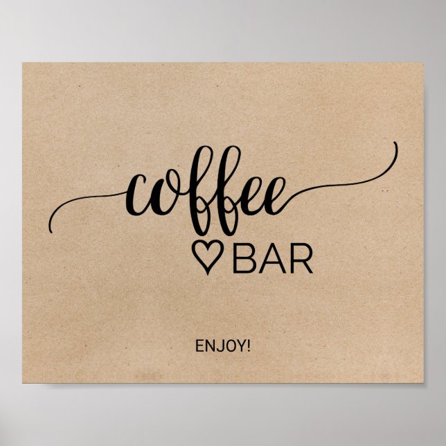 Poster Simples Faux Kraft Calliografia Café Sinal (Frente)