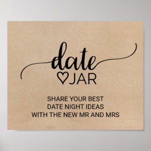 Poster Simples Faux Kraft Calliografia Data Jar Sinal