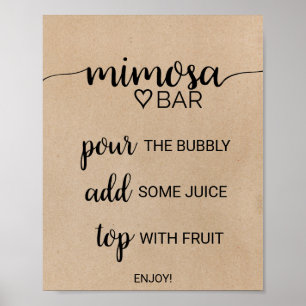 Poster Simples Faux Kraft Calliografia Mimosa - Sinal de