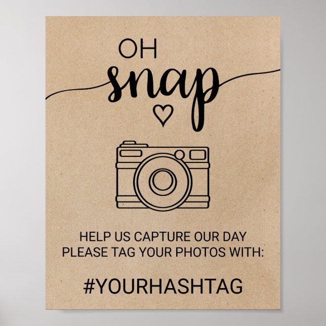 Poster Simples Faux Kraft Calliografia Oh Sinal de Snap (Frente)