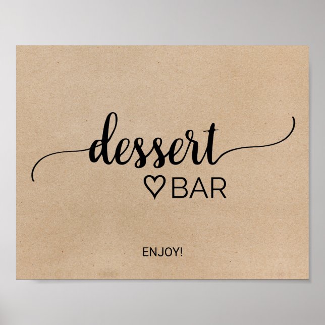 Poster Simples Faux Kraft Calliografia - Sinal de Bar do  (Frente)