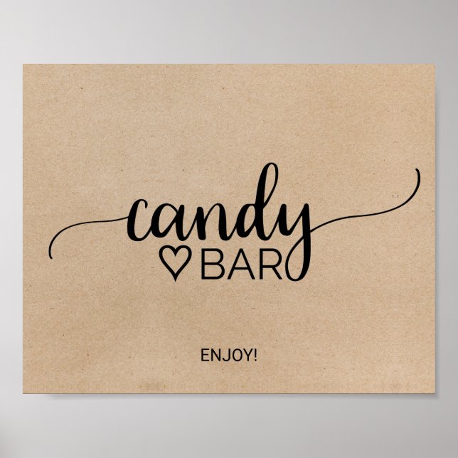 Poster Simples Faux Kraft Candy Sinal de Bar de Caligrafi (Frente)