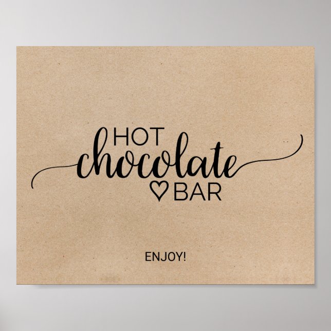 Poster Simples Faux Kraft Sinal de Bar de Chocolate Quent (Frente)