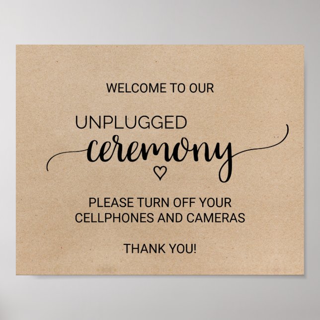 Poster Simples Faux Kraft Unplugged Ceremony Sinal (Frente)