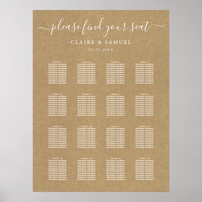 Poster Simples Faux Rustic Kraft Casamento (Frente)