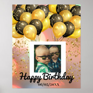 Poster Simples Feliz Aniversário Adicionar Texto Fotográf